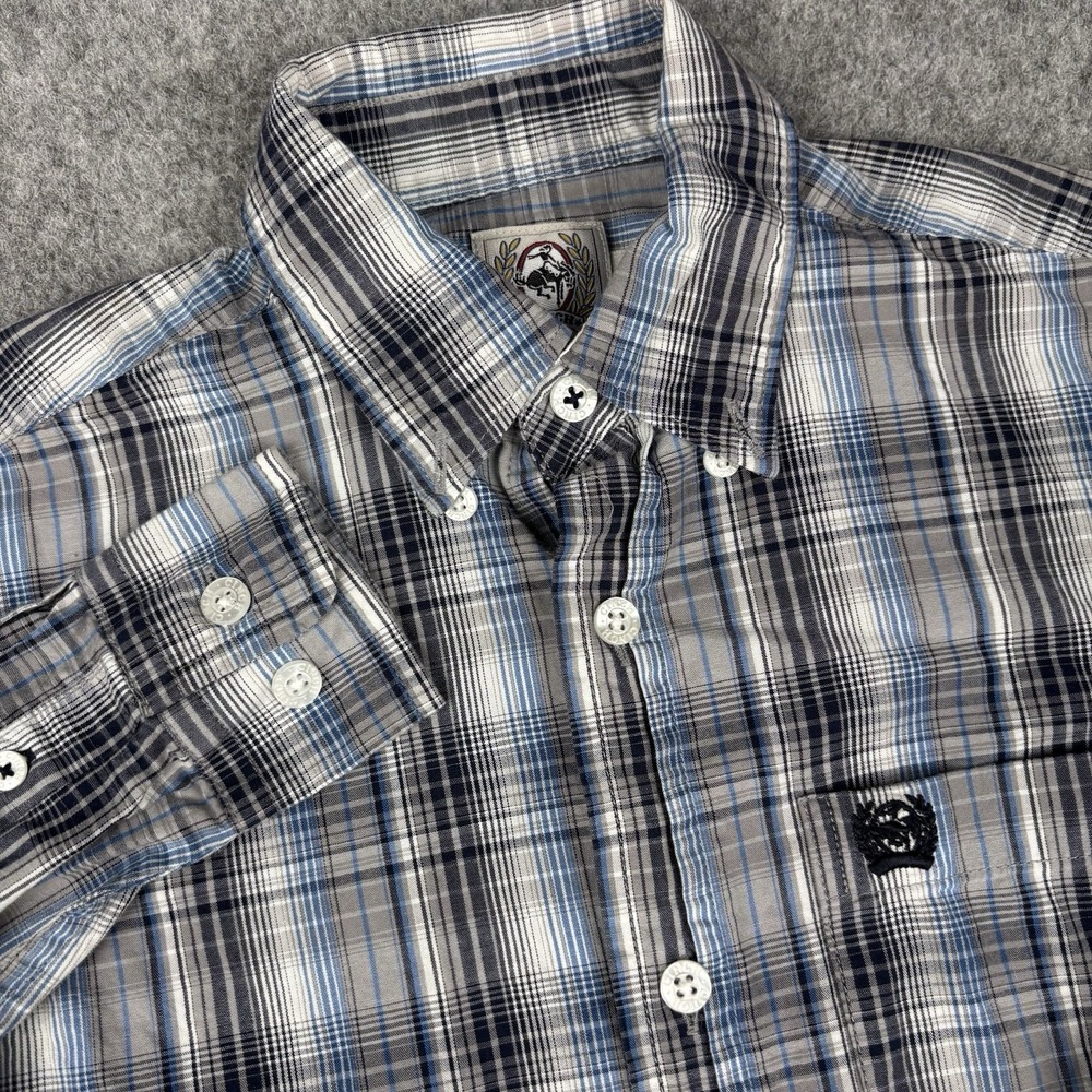 Cinch Western Shirt Boys Small 6-8 Blue Button Up Cowboy Rodeo Kids Long Sleeve